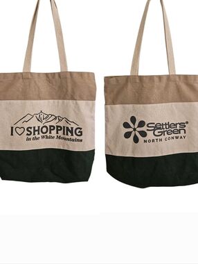 Q-Tees 100% Cotton Canvas Tote Bag 16"x14.5" The White Mountains Settlers Green